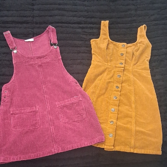 Dresses & Skirts - Corduroy Pinafore Dress Duo in Pink and Mustard